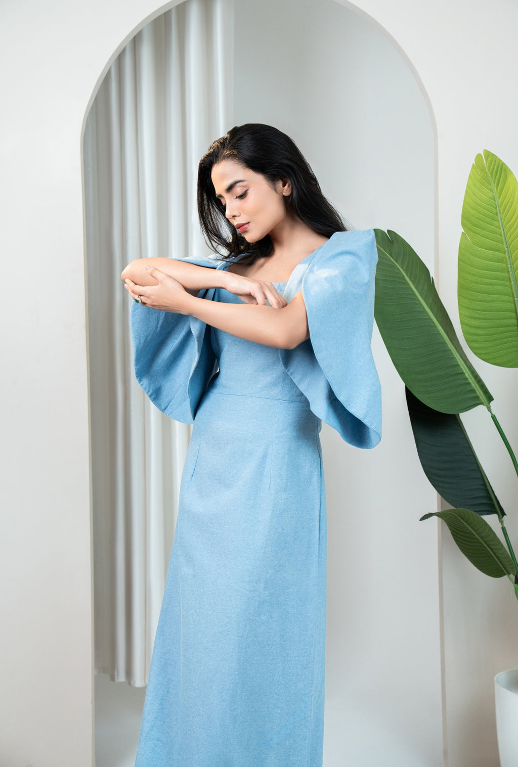Open sleeve Denim Dress